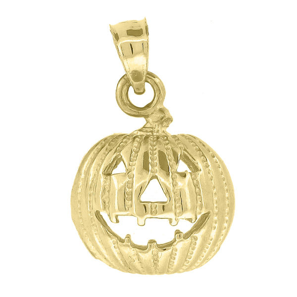 10kt Gold Polished Unisex Halloween Pumpkin Ht:17.5mm x W:12.3mm Food Charm Pendant