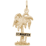 Rembrandt Charms Gold Plated Sterling Silver St. Maarten Palm W/Sign Charm Pendant