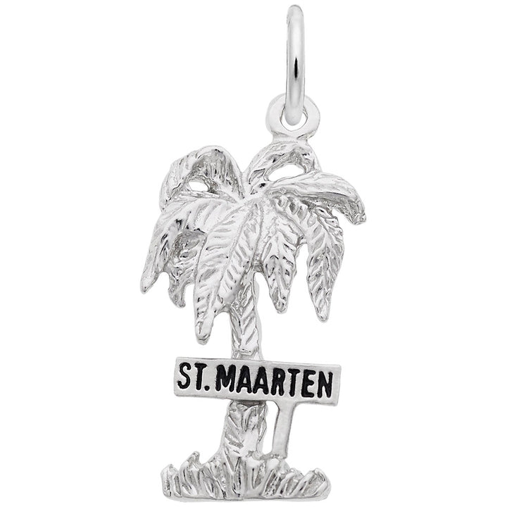 Rembrandt Charms 925 Sterling Silver St. Maarten Palm W/Sign Charm Pendant