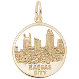 Rembrandt Charms Gold Plated Sterling Silver Kansas City Skyline Charm Pendant
