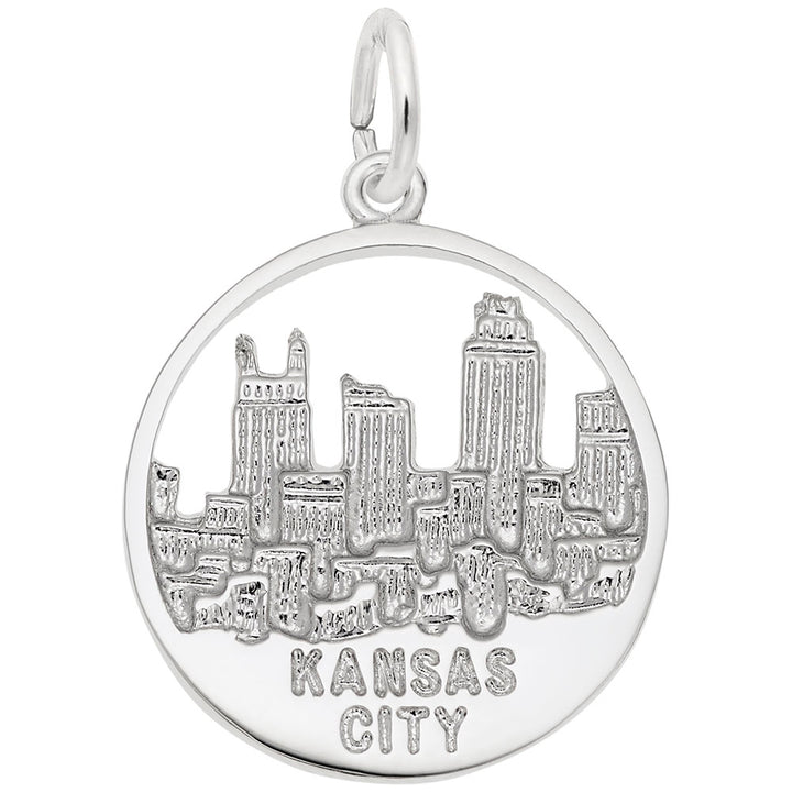 Rembrandt Charms Kansas City Skyline Charm Pendant Available in Gold or Sterling Silver