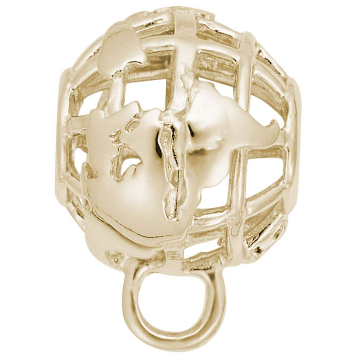 Rembrandt Charms Gold Plated Sterling Silver Charm Holder For Bead Bracelets - Globe Charm Pendant