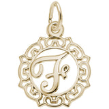 Rembrandt Charms Gold Plated Sterling Silver Initial Letter F Charm Pendant