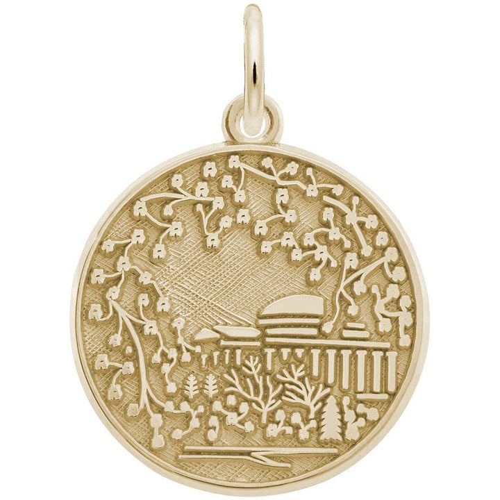 Rembrandt Charms Gold Plated Sterling Silver Cherry Blossom Scene Charm Pendant