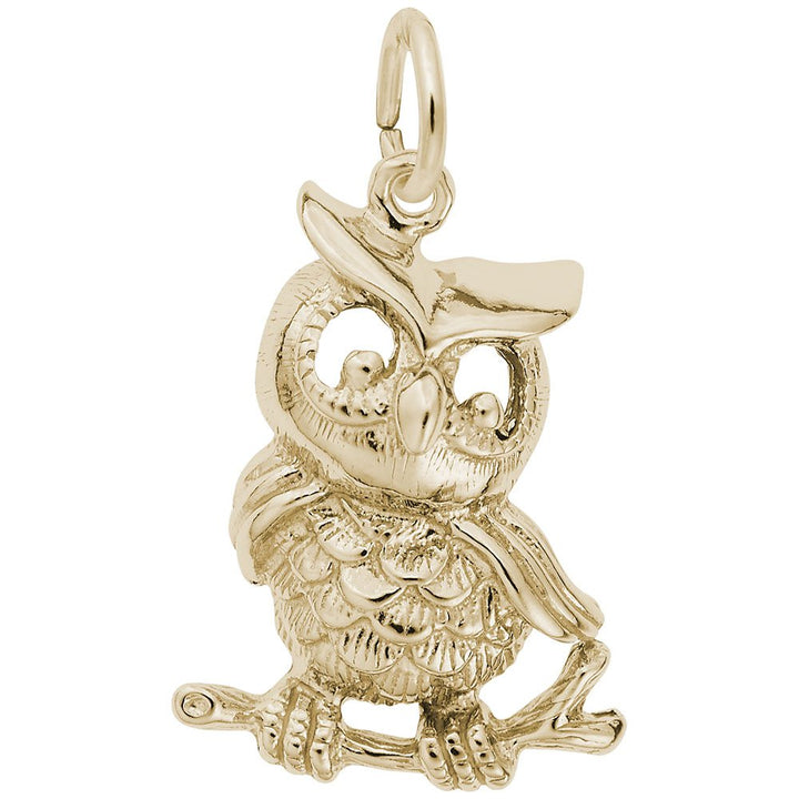 Rembrandt Charms Gold Plated Sterling Silver Owl Charm Pendant