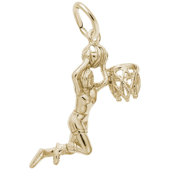 Rembrandt Charms Gold Plated Sterling Silver Female Basketball Charm Pendant