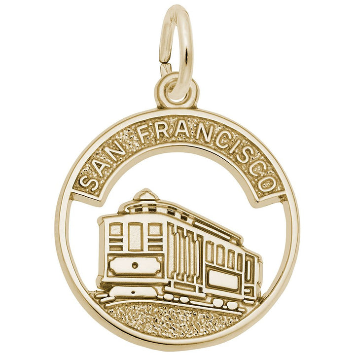Rembrandt Charms Gold Plated Sterling Silver Cable Car, San Fran Charm Pendant
