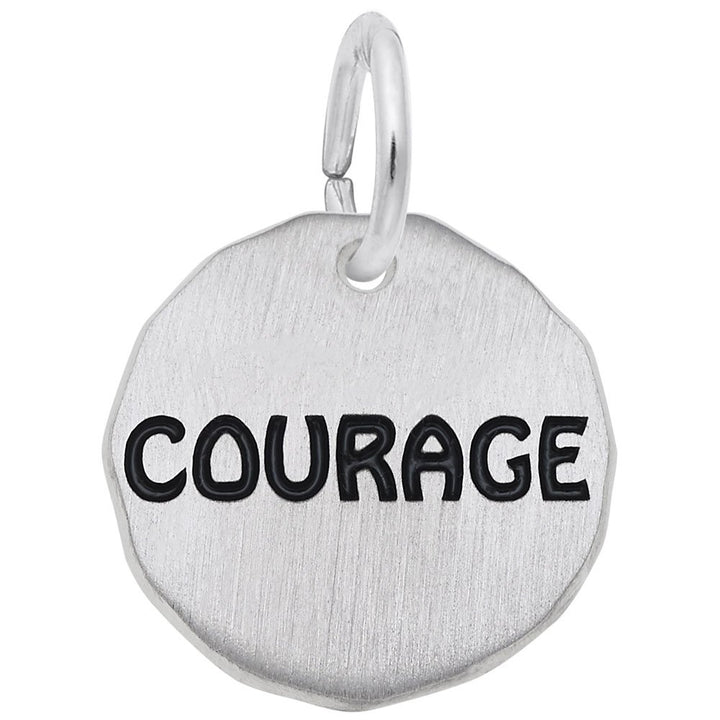 Rembrandt Charms Courage Charm Tag Charm Pendant Available in Gold or Sterling Silver