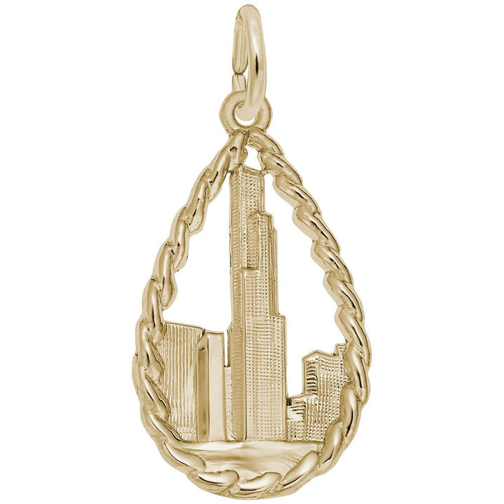 Rembrandt Charms Gold Plated Sterling Silver Sears Tower Charm Pendant