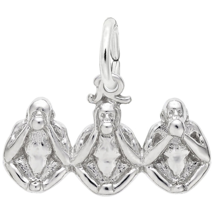 Rembrandt Charms 925 Sterling Silver Monkeys, Three Charm Pendant