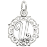 Rembrandt Charms Initial Letter U Charm Pendant Available in Gold or Sterling Silver