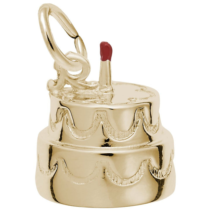 Rembrandt Charms Gold Plated Sterling Silver Happy Birthday Cake Charm Pendant