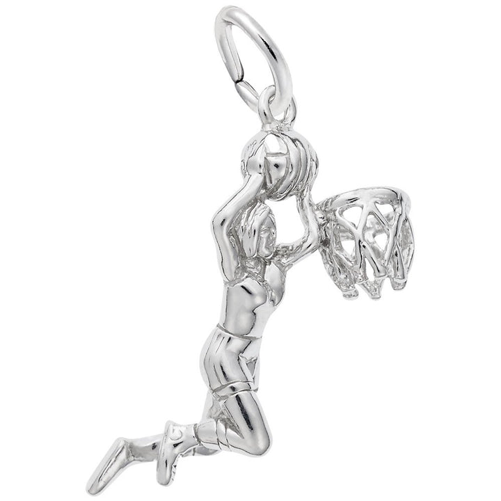 Rembrandt Charms Female Basketball Charm Pendant Available in Gold or Sterling Silver