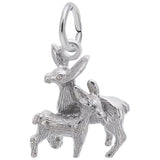 Rembrandt Charms Deer Doe & Fawn Charm Pendant Available in Gold or Sterling Silver