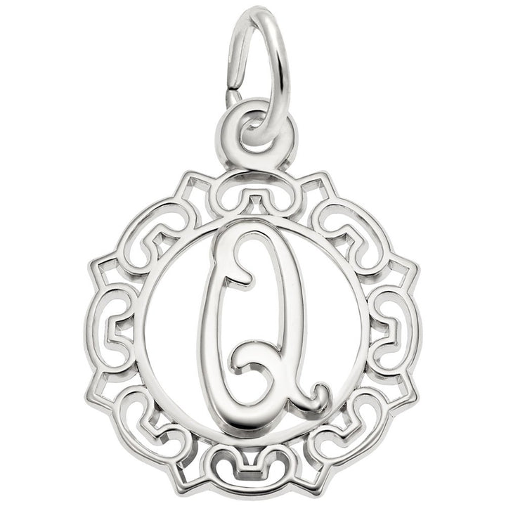 Rembrandt Charms Initial Letter Q Charm Pendant Available in Gold or Sterling Silver