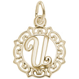 Rembrandt Charms Gold Plated Sterling Silver Initial Letter U Charm Pendant