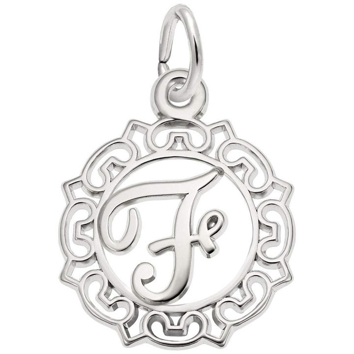 Rembrandt Charms Initial Letter F Charm Pendant Available in Gold or Sterling Silver