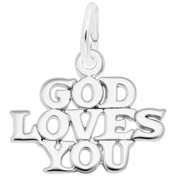 Rembrandt Charms 14K White Gold God Loves You Charm Pendant