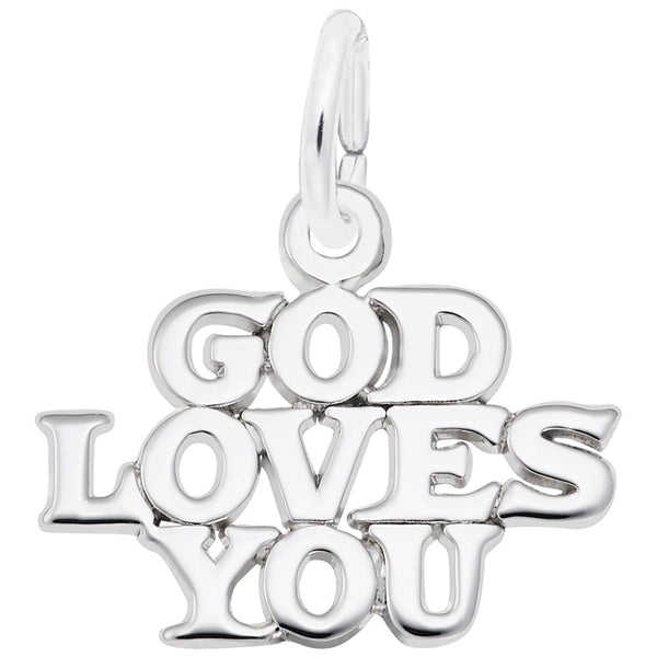 Rembrandt Charms God Loves You Charm Pendant Available in Gold or Sterling Silver