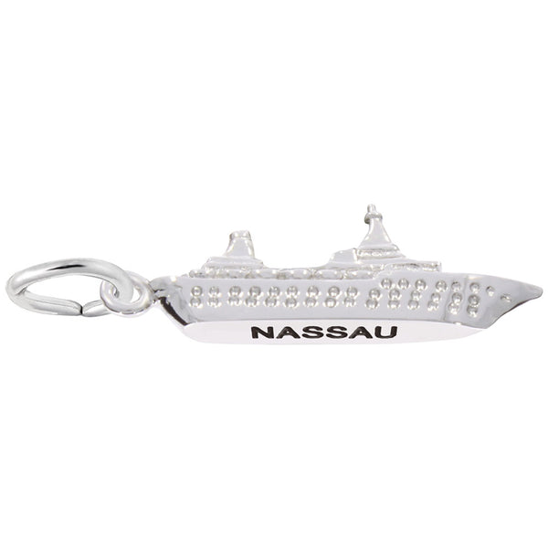 Rembrandt Charms Nassau Cruise Ship 3D Charm Pendant Available in Gold or Sterling Silver