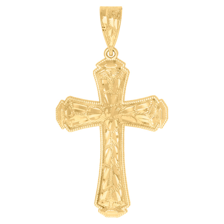 10kt Gold DC Nugget Mens Cross Ht:61.9mm x W:32.1mm Religious Charm Pendant