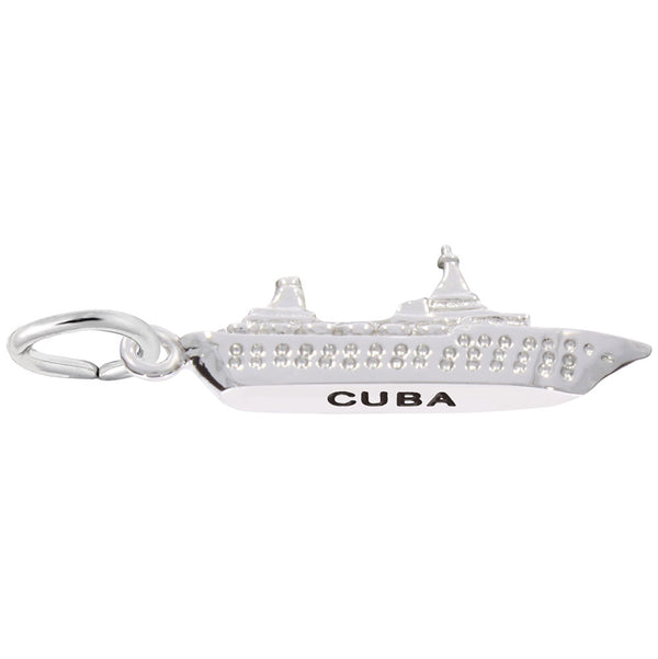 Rembrandt Charms Cuba Cruise Ship 3D Charm Pendant Available in Gold or Sterling Silver