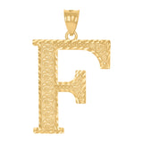 10kt Gold DC Mens Letter F Ht:46.3mm x W:26.2mm Initial Charm Pendant