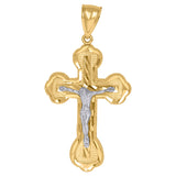 10kt Gold Two-tone DC Mens Cross Crucifix Ht:56.5mm x W:33mm Religious Charm Pendant