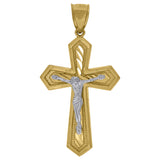 10kt Gold Two-tone DC Mens Cross Crucifix Ht:55mm x W:28.6mm Religious Charm Pendant