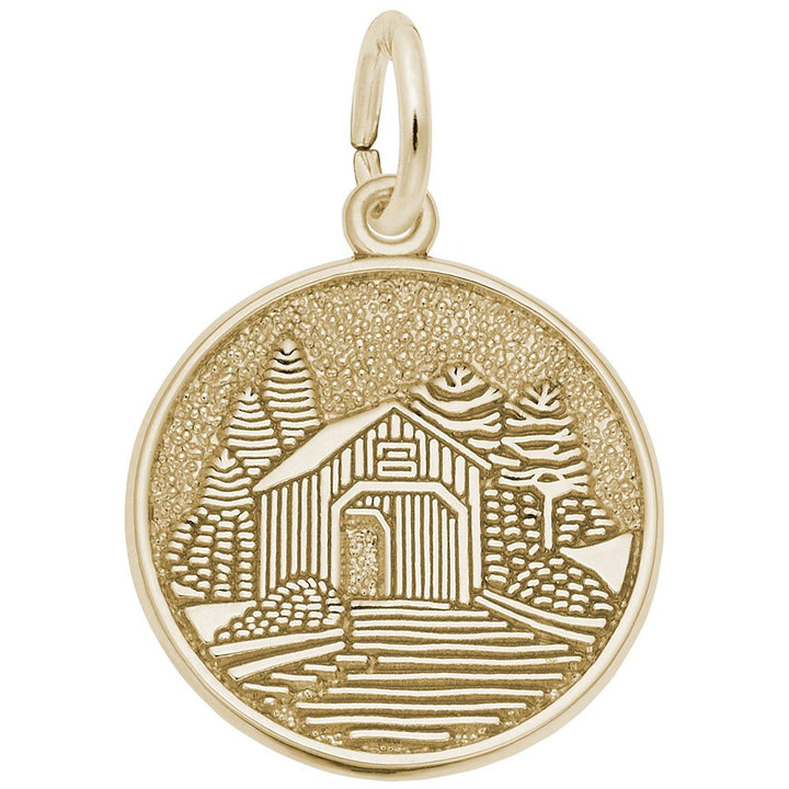 Rembrandt Charms 14K Yellow Gold Covered Bridge Charm Pendant