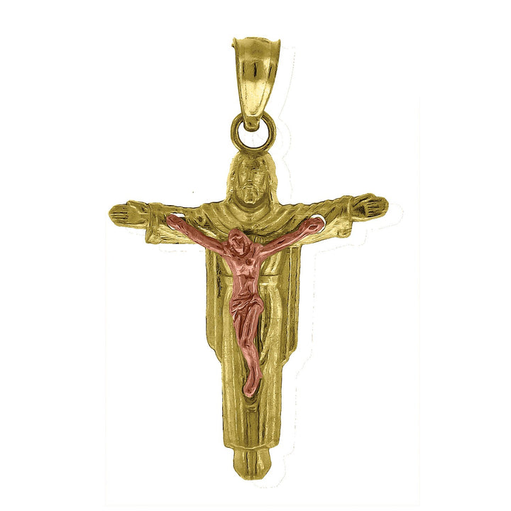 14kt Gold Unisex Two-tone Jesus Religious Ht:25.7mm Pendant Charm