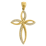10kt Gold CZ Polished Mens Cross Ht:47.5mm x W:27.6mm Religious Charm Pendant