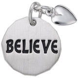 Rembrandt Charms Believe Tag W/Heart Charm Pendant Available in Gold or Sterling Silver