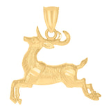 10kt Yellow Gold Womens Mens Unisex Deer Ht:26.1mm x W:26.6mm Animal Charm Pendant