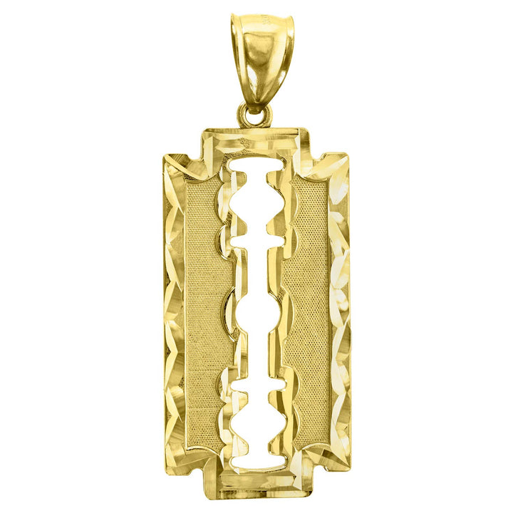 10kt Two-tone Gold Mens Polished Finish Textured Blade Charm Pendant