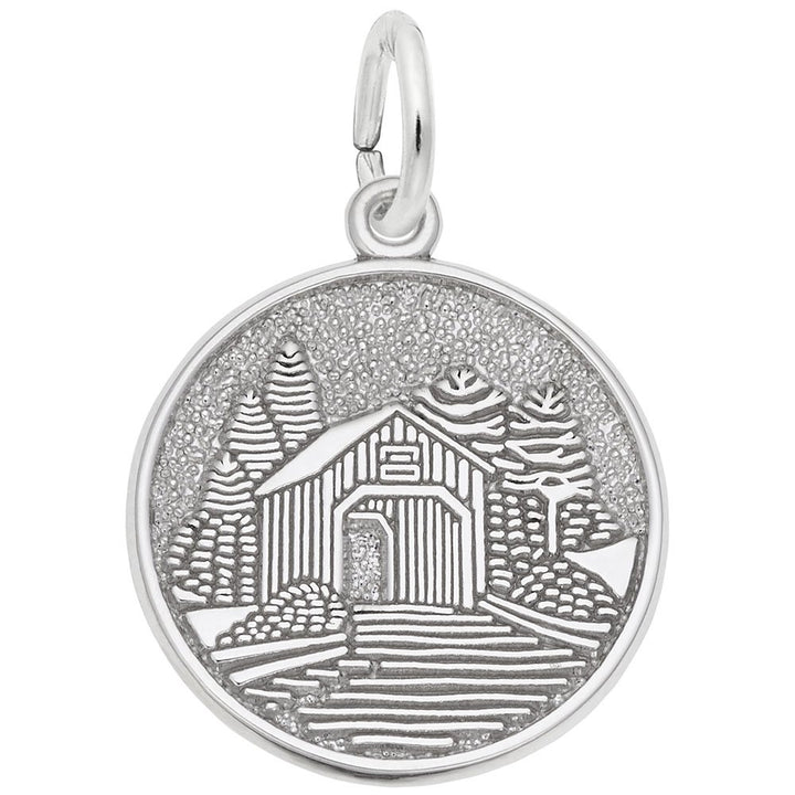Rembrandt Charms Covered Bridge Charm Pendant Available in Gold or Sterling Silver