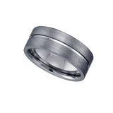 Tungsten Brushed Center Grooved Comfort-fit 8mm Size-7.5 Mens Wedding Band
