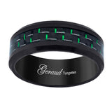 Tungsten Black Green Carbon Fiber Inlay Mens Comfort-fit 8mm Size-12.5 Wedding Anniversary Band