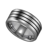 Tungsten Mens Black Lines Mens Wedding Band Comfort-Fit 9mm Size-13.5