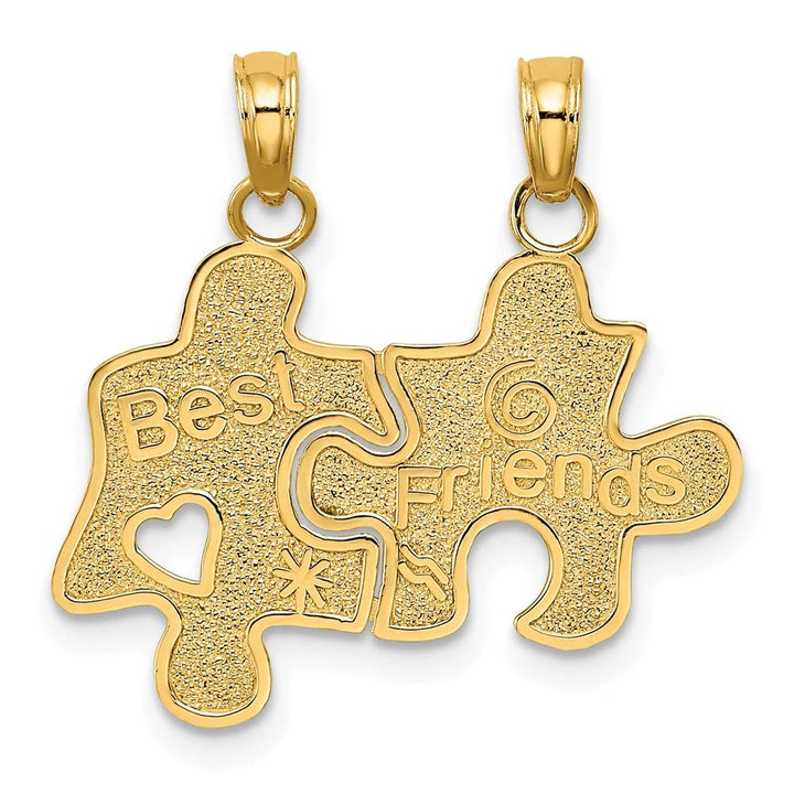 14k Yellow Gold BEST FRIENDS BREAKABLE PUZZLE PIECES Charm Pendant