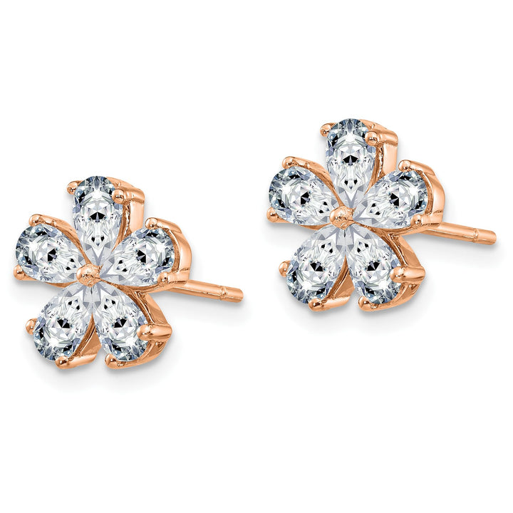14K Rose Gold Flower G H I True Light Moissanite Earrings 2.1 Carat