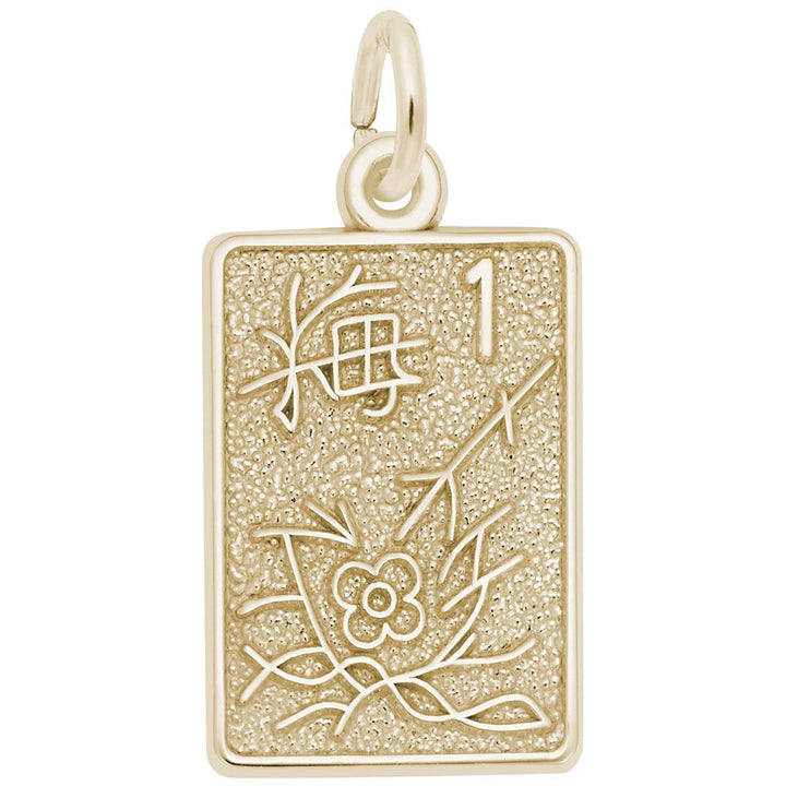 Rembrandt Charms Gold Plated Sterling Silver Mahjong Tile Charm Pendant