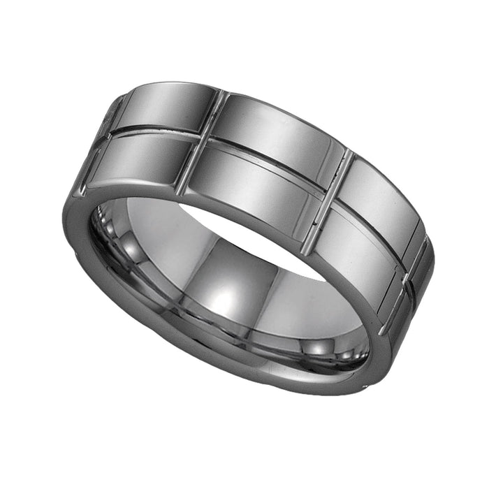 Tungsten Grooved Comfort-fit 8mm Size-10.5 Mens Wedding Band
