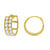14kt Yellow Gold Unisex Two Row CZ Huggie Hoop 12.1mm x 4.5mm Endless Closure Earrings