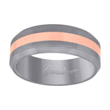 Tungsten Brushed Rose-tone Center Beveled Edges Mens Comfort-fit 8mm Size-10.5 Wedding Anniversary Band