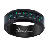 Tungsten Black Green Carbon Fiber Inlay Mens Comfort-fit 8mm Size-7.5 Wedding Anniversary Band