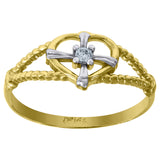 14kt Gold Womens Two-tone CZ Size 7 Heart Ring Band