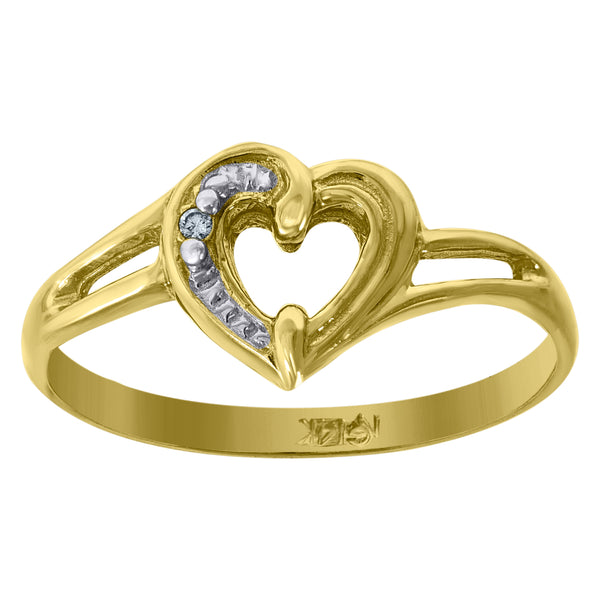 14kt Gold Womens Two-tone CZ Heart Size 7 Ring Band