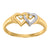 14kt Gold Womens Two-tone CZ Hearts Wrapped Size 7 Ring Band