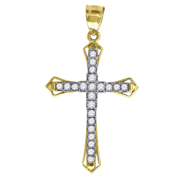 14kt Gold Womens Two-tone DC Cross Ht:35.4mm Religious Pendant Charm